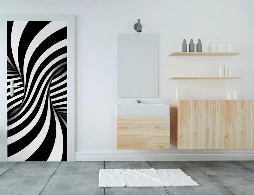door-stickers-bathroom-themes-black-and-white-abstract