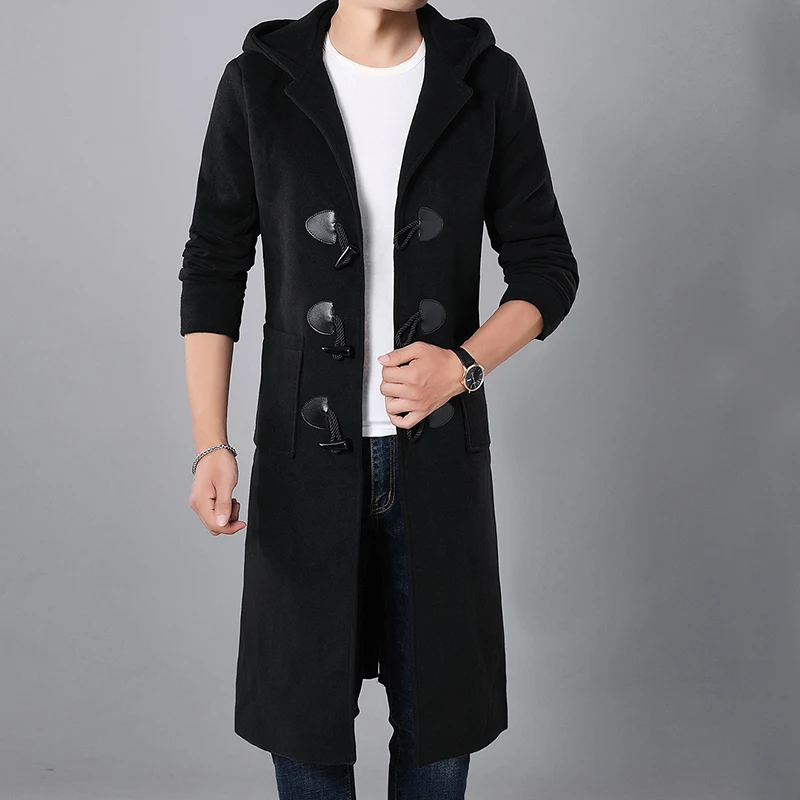 

New autumn and winter in Europe and America men's windbreaker jacket and long sections woolen coat Korean Slim youth Jacket