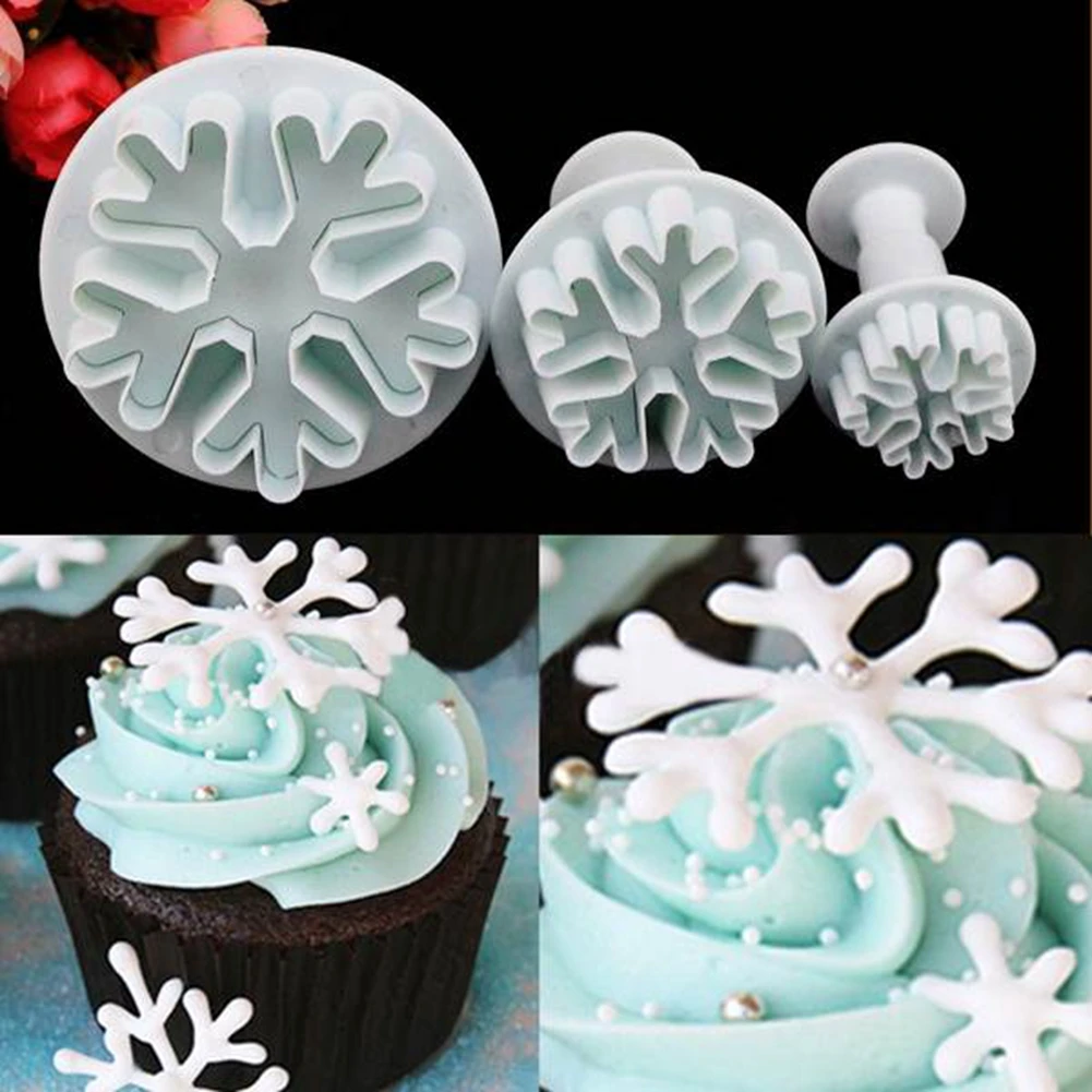 New 3x Diy Snowflake Plunger Cutter Mold Sugarcraft Fondant Cake Decorating Tool Tool Decorative Garden Toolstool Clone Aliexpress