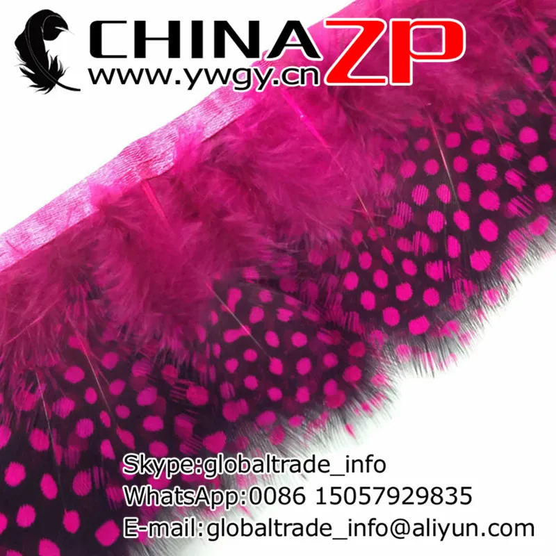 

CHINAZP Factory Wholesale 10yards/lot Cheap Bulk Unique Dyed HOT PINK Guinea Polka Dot Hen Plumage Feather Trim