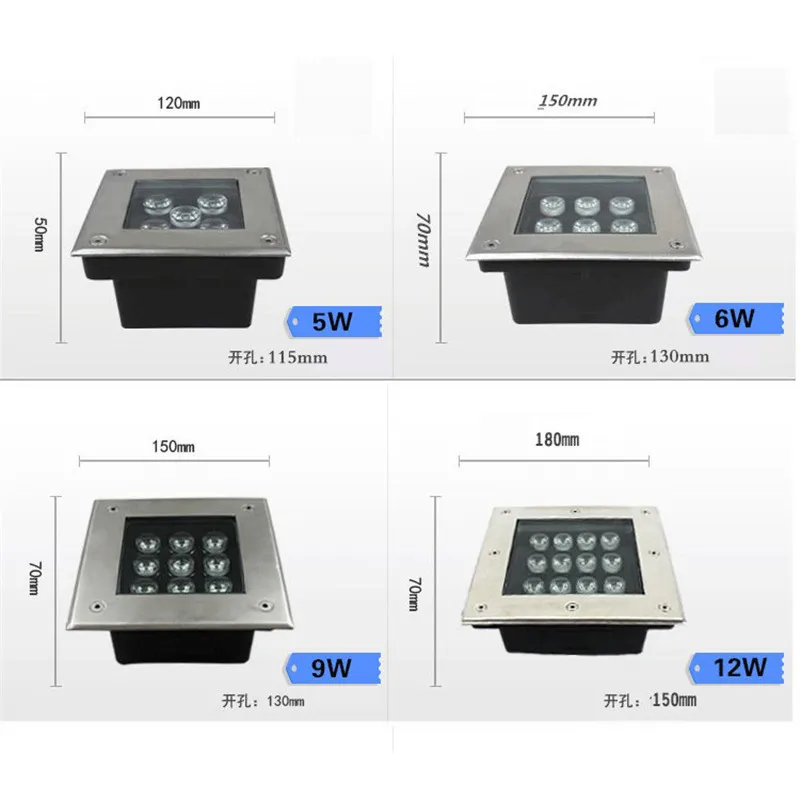 Светодиодный подземный светильник, уличный светильник ing 3 Вт 4 Вт 6 Вт из нержавеющей стали, квадратный Красочный Светодиодный светильник RGB, светильник для лужайки, лампа DC12V