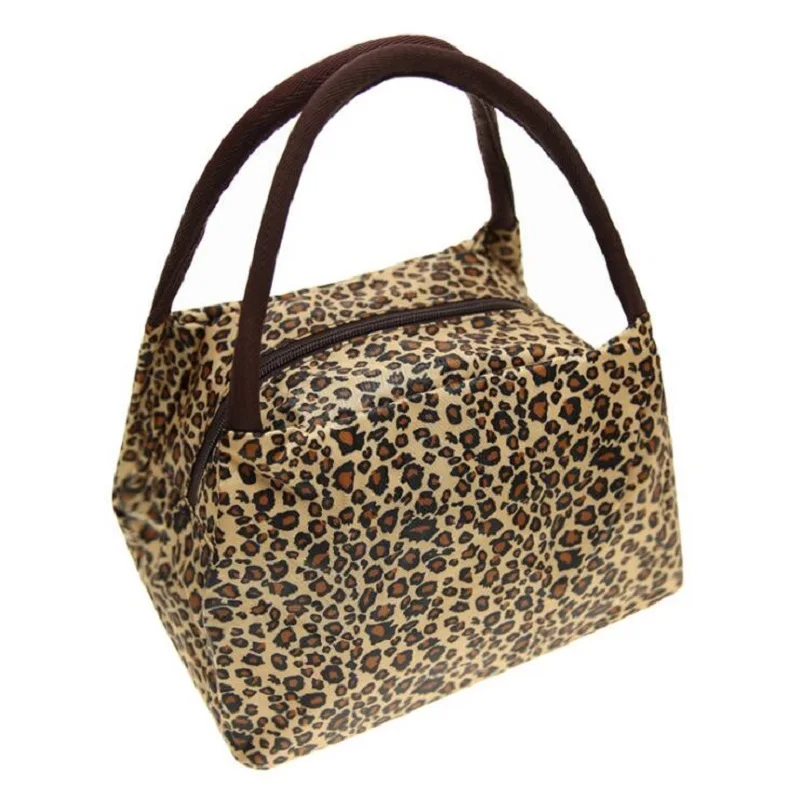 

Leopard Makeup Cosmetic Bag with Handles, Cute Make Up Bag Cololful Patterns Portable Waterproof Oxford Handbag