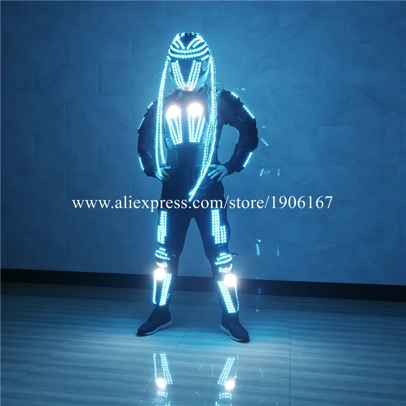 RGB Цвет светодиодный растет робот костюм Для мужчин светодиодный световой светящаяся Одежда для танцев для ночных клубов вечерние события бара