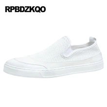 Stylish Patchwork Casual Comfort White Men Mesh Slip On Shoes Skate Canvas Summer Breathable 2017 Platform Popular Hot Sale