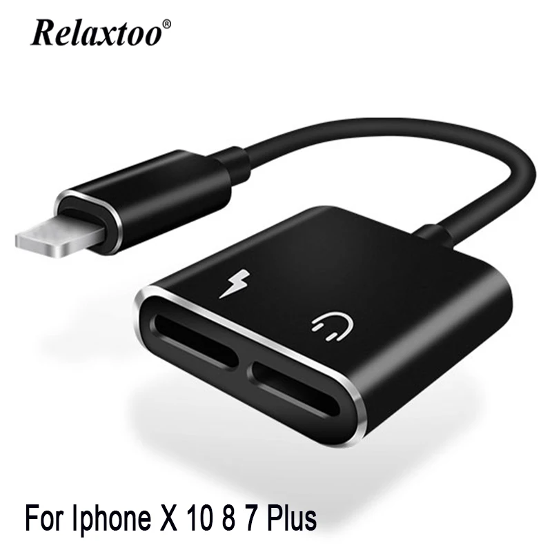 Koop 2 in 1 Opladen en Audio Splitter Adapter Voor iPhone X 7 8 10 Plus Hoofdtelefoon Kabel Voor IOS Oortelefoon AUX Jack Kabels Connector