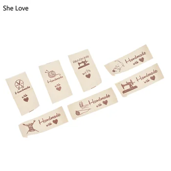 

Chzimade 200PCs Handmade With Love Cotton Garment Labels Sewing Household Textile Patchwork Apparel Accessories