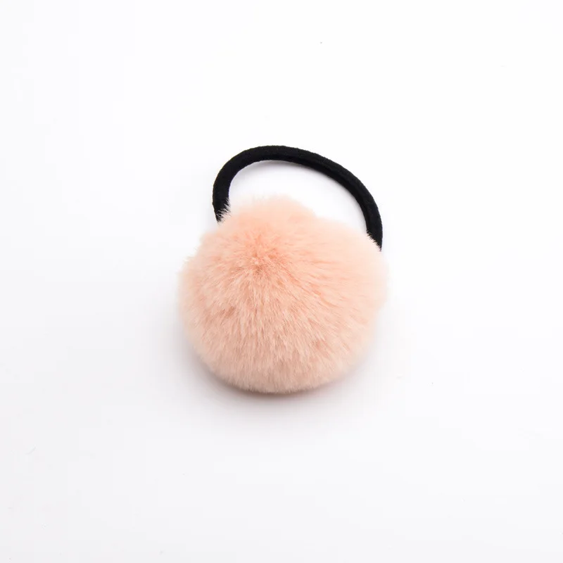 Корейский Мода искусственная помпон из меха кролика мяч резинки для волос девочек эластичная резинка для волос держатель для волос группа кроличий мех аксессуары - Цвет: C14