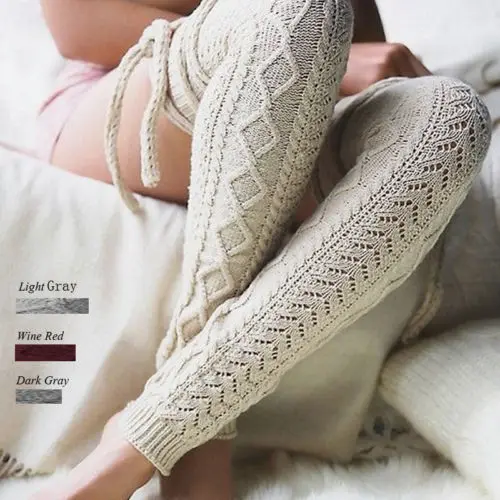 

Women Winter Warm Knit Crochet High Knee Leg Warmers Boot Leggings Slouch