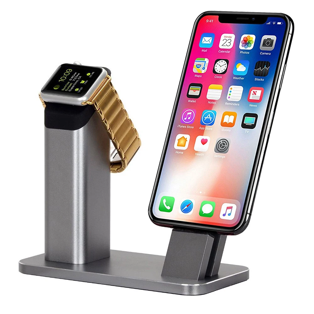 

2018 Newest Aluminium Stand Holder Charging Dock Charger Station Mount Base For Apple Watch iPhone X/8/ 7/7 plus/SE/5s/6S/PLUS
