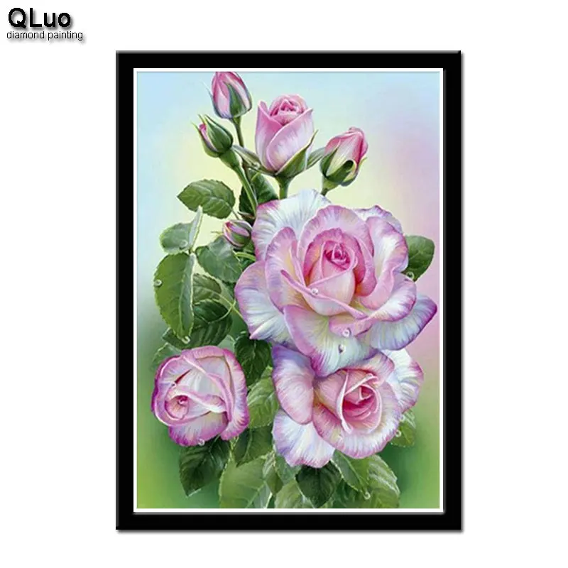 

QLuo new arrivals farmhouse decor diy 5d Diamond Painting flowers Rose full round diamond Cross Stitch Mosaic diamond embroidery