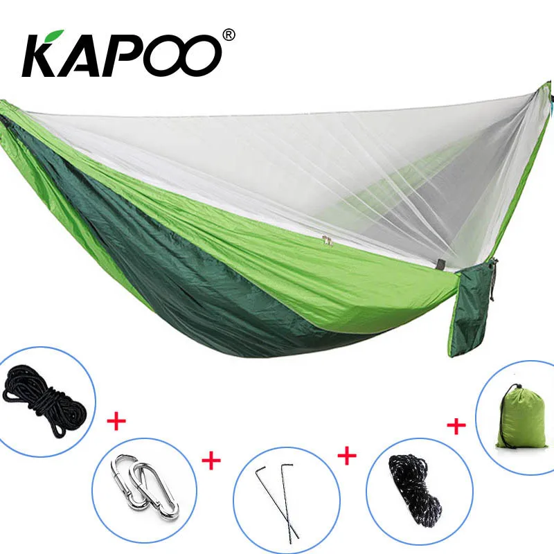 

Portable Double Hammock Double Mosquito Net Hammock Outdoor Furniture Camping Hammock Picnic Mat Garden Swing Chair Soft Bed