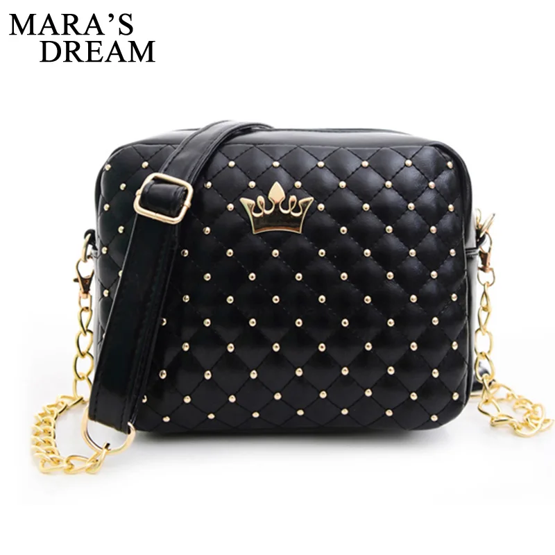 

Mara's Dream Small Women Bag Fashion Handbag With Crown Mini Rivet Shoulder Bag Women Messenger Bag 2019 Hot Sale