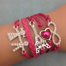 1 шт Бесконечность, пальма и ангор браслет. металлический Шарм, восковой шнур, кожаный браслет 3314