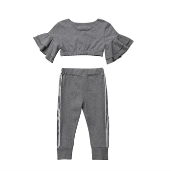 

1-6Y Toddler Kids Girls Fall Autumn Clothes Flare Sleeve Crop Tops Slim Long Pant Legging 2PCS Outfits Tracksuit Clothing Set