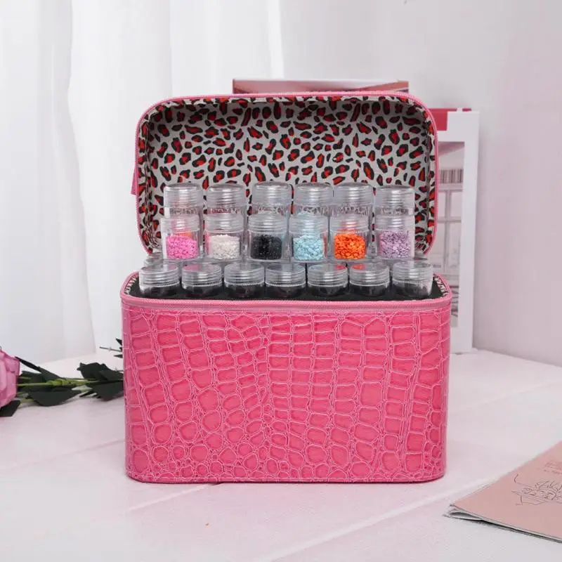 

84 Bottles PU Leather Diamond Painting Drill Storage Box Nail Art Charms Rhinestones Container Tool Storage Bag