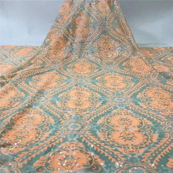 

2019 High Quality Nigeria Lace Fabric Latest Sequins Mesh African Net Lace Fabric Swiss Volie Cotton Lace Fabric dress xb83-80