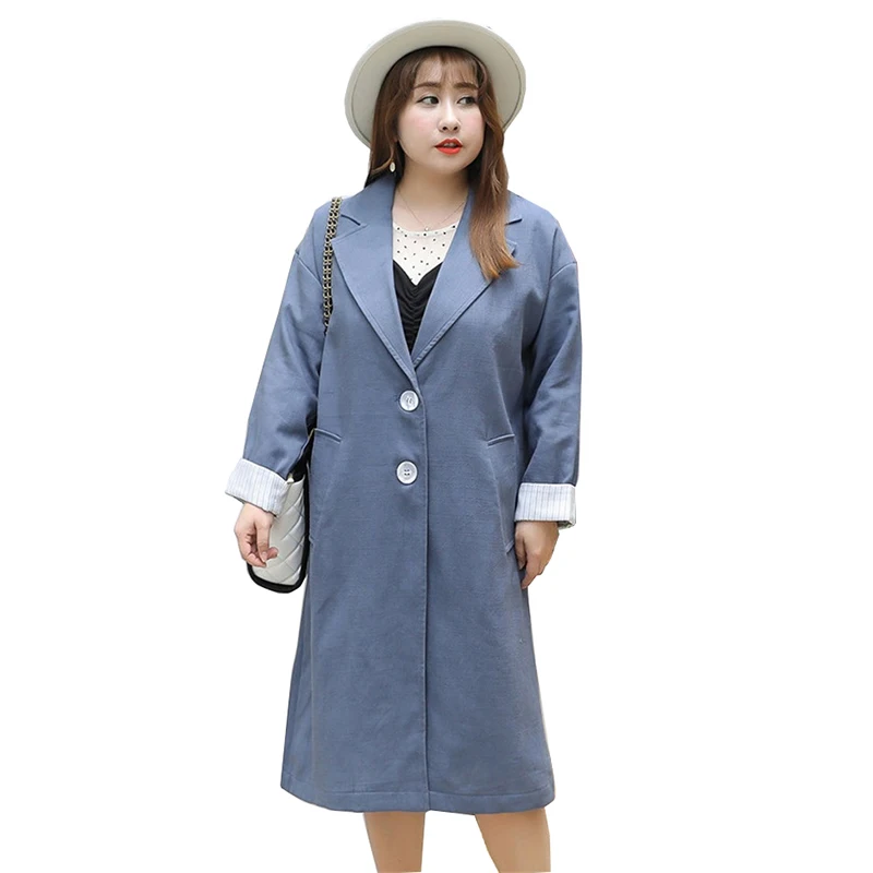 

Large size Trench Coat Women 2019 Spring Autumn Long Windbreaker Single-breasted Female Loose Casual Tops Trench Plus size 4XL