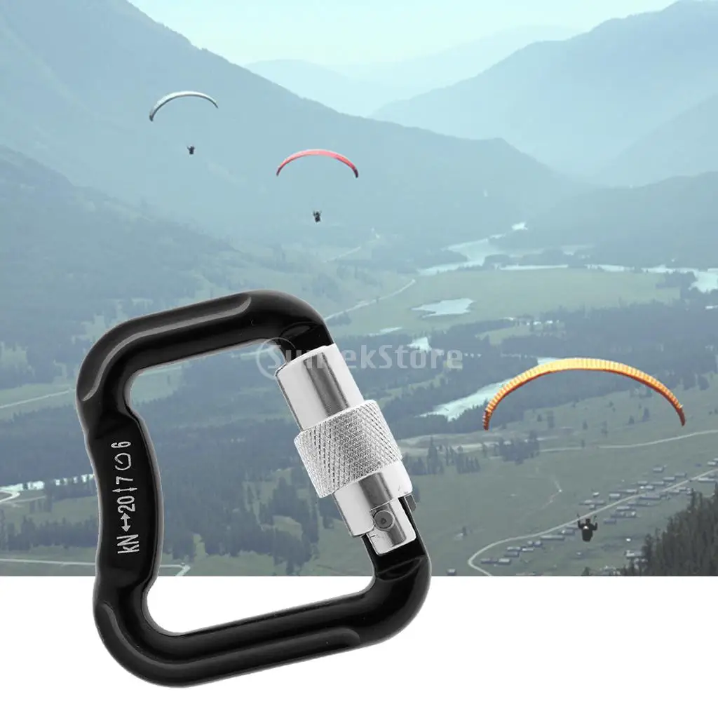 

20KN Aluminum Alloy Abseiling Paragliding Paraglider Parachute Auto Locking Carabiner Snap Clip Clasp Hook Climbing Safety Gear