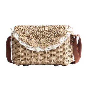 

Women Lace Straw Bags Popular Female Holiday Handbag Summer Hot Lady Weave Shoulder Bag Travel Beach Casual