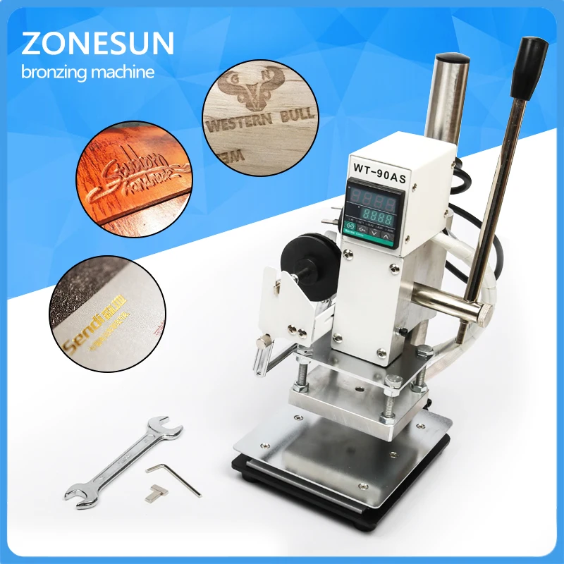 ZONESUN Hot Foil Stamping Machine Manual Bronzing Machine for PVC Card leather and paper stamping machine