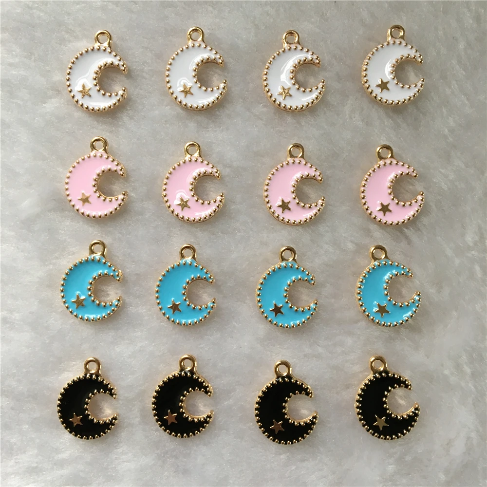 

20PCS High Quality Gold Color Enamel Star Moon Charms Handmade Pendant DIY Unique Earrings Personality Necklace Jewelry Finding