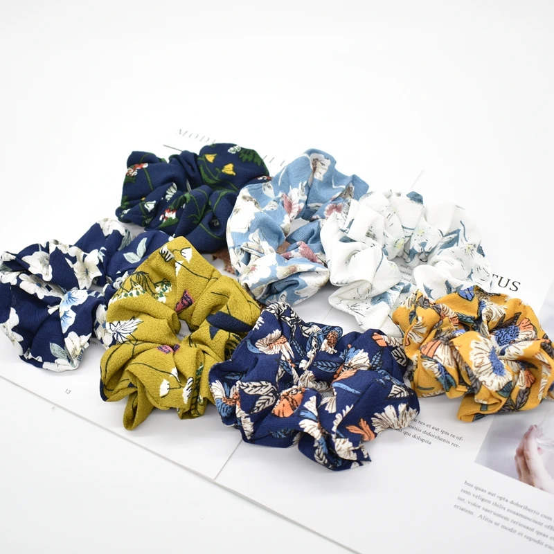 

New Flower Scrunchie Ponytail Headband Soft Elastic Hair Ties Summer Turban Floral Hair Bands for Girls Accessories