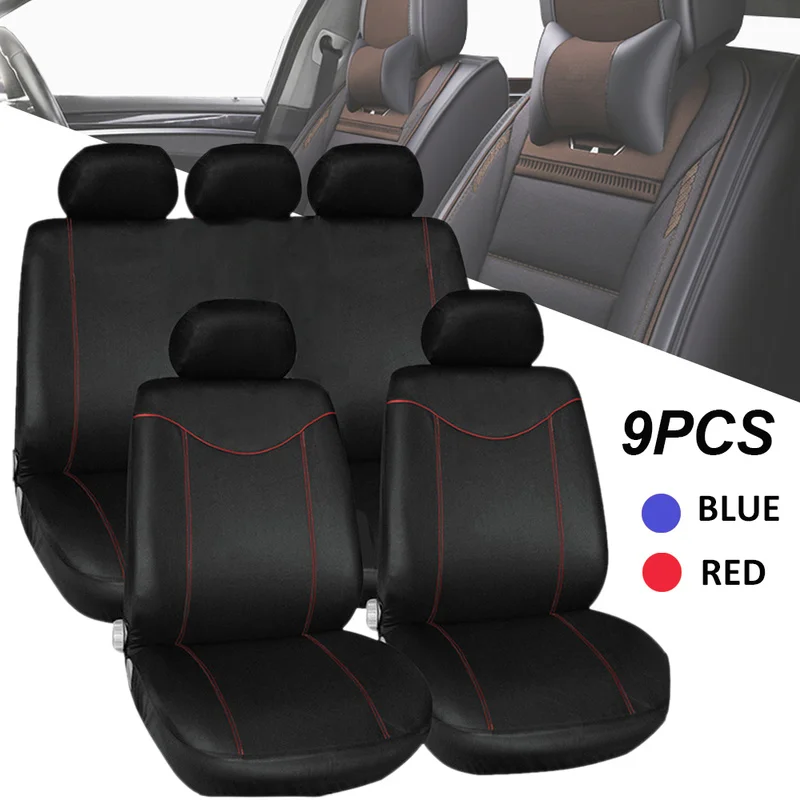 

9 Pcs Car Universal Seat Cover Set Breathe Mesh Cloth Four Seasons Front Back Seat Protector Automobiles Interior Accessories