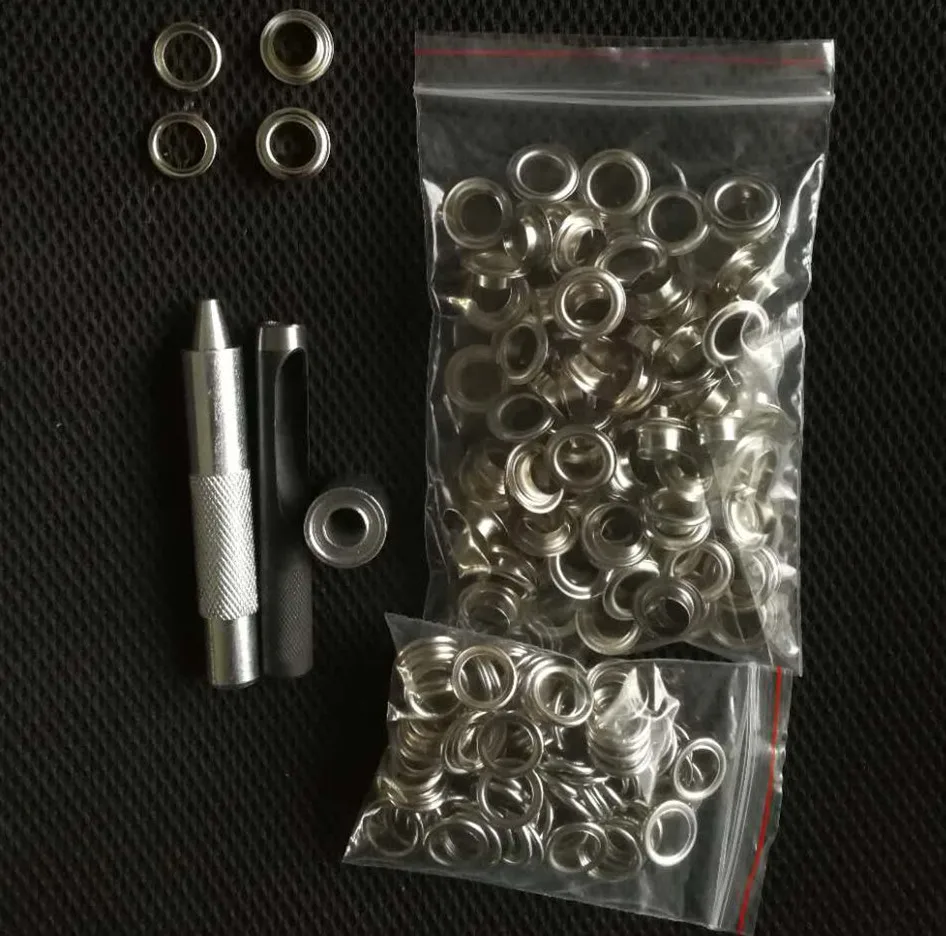 

One tool + 100set silver gold 4# Grommet Eyelet for Manual Eyelet Puncher Hand Press Puncher Grommet for Flex Banner 10mm