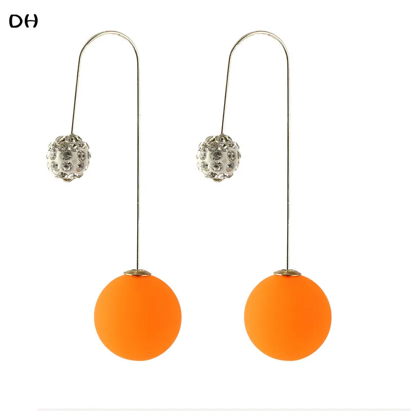

2018 New Bright Doubled Side Stud Earrings Multiple Colors Dangle Hook Earring For Women Crystal Ball Ear Stud Hot E1692-E1699