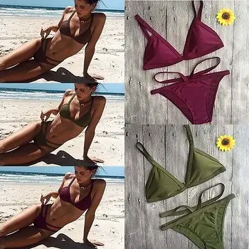 

Hirigin 2017 New Women Bikini Set Bandage Push-Up Padded Bra Swimwear Belt Brazilian Swimwear Swimsuit Bathing Beachwear Outwear