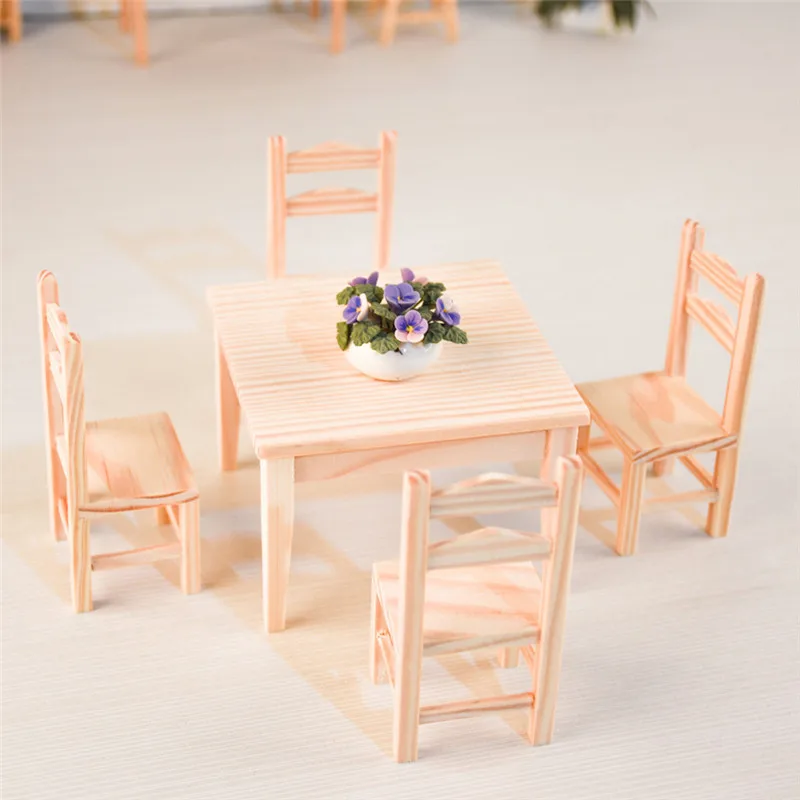 Doub كيلو 1:12 دمية أثاث لعبة مصغرة خشبية كرسي طاولة مجموعات الفتيات الأطفال طفل kawaii نتظاهر اللعب اللعب هدايا دمى