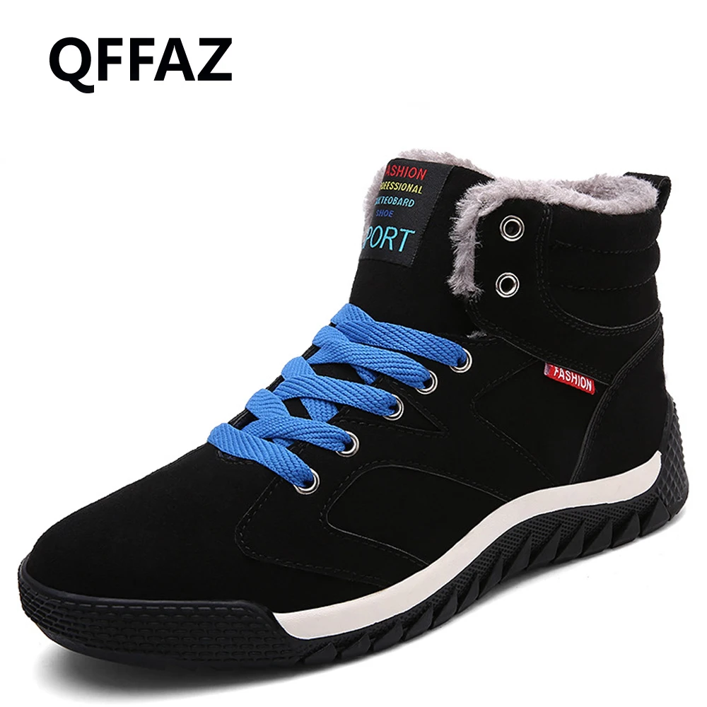 QFFAZ/Модная обувь г. мужские ботинки зимние теплые плюшевые ботильоны Рабочая Мужская обувь повседневные зимние ботинки Большие размеры 39-48