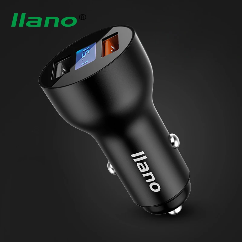 

llano 30W Qualcomm Quick Charge 3.0 Car Charger Dual USB Car-charger Digital Display for iPhone Samsung iPad