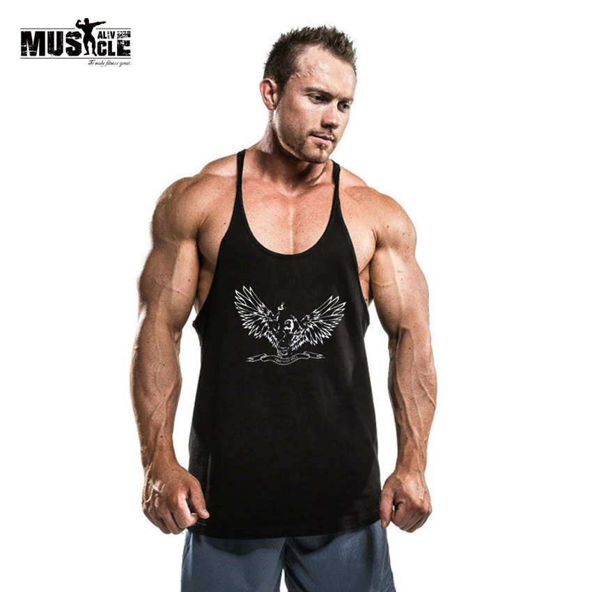 

MUSCLE ALIVE ZYZZ Bodybuilding Tank Top Men Stringer Singlet Fitness Sleeveless Undershirt Muscle Vest Cotton Shirt Racerback