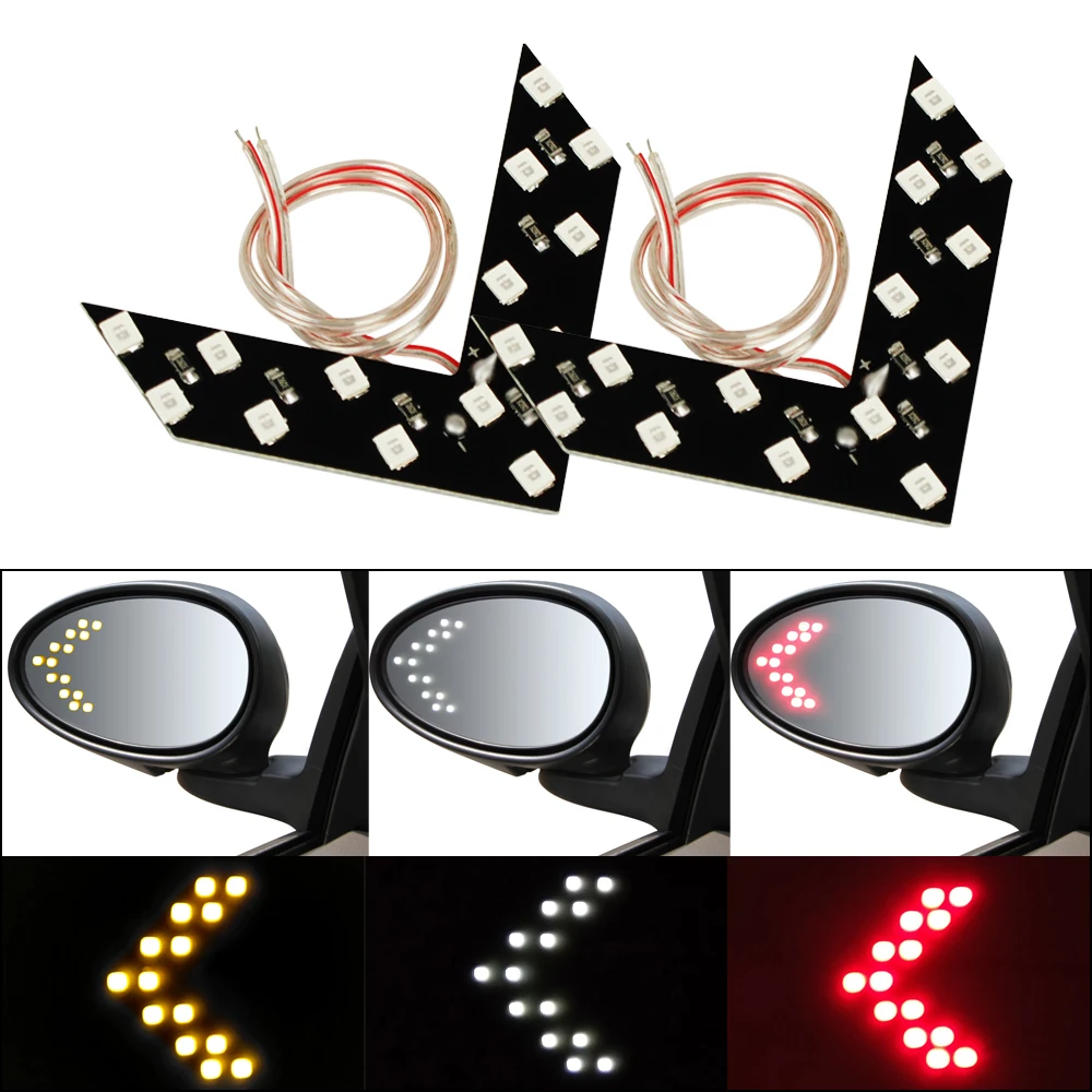 4Pcs 14 SMD LED Arrow Panel For Car Rear View Mirror Indicator Turn