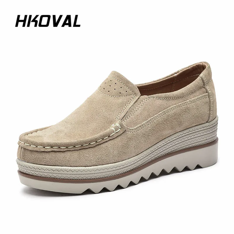 

HKOVAL Women Shoes Sneaker Flat Platform Female Shoe Ladies Shoes Cow Suede Leather Spring Autumn Loafers Moccasins