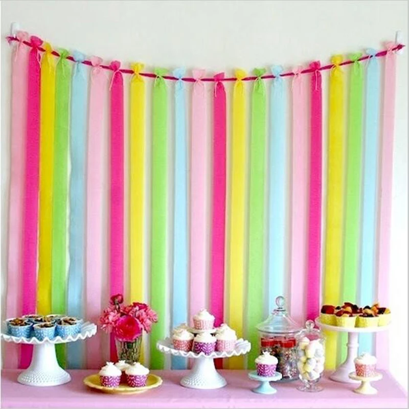 

27yards Ruffled Crepe Paper Streamers Craft DIY Flower Wrapping Fold Scrapbooking Wedding Birthday Party Backdrop Decor Garland