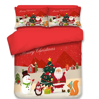 

Decor 3D Snowman Bedding Sets Winter red Christmas tree Duvet Cover pillowcase for Adult Kids 3pcs queen king Bedclothes Bedroom