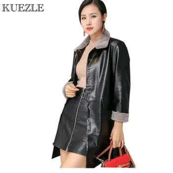 

fashion women leather jacket coat jackets 2018 Korean version of the self-cultivation Windbreaker winter fur collar jacket 5XL