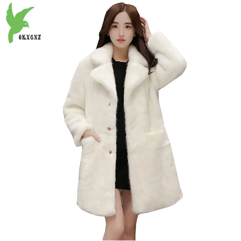 New Winter font b Women b font Imitation Water Mink Fur Coats Fashion Solid Color Thicker