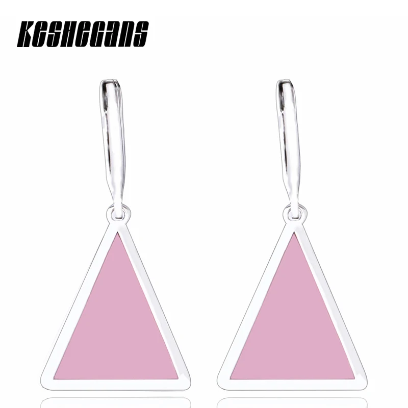 Hot Selling Ceramic Earring Unique Design Elegant Style Triangle Pink