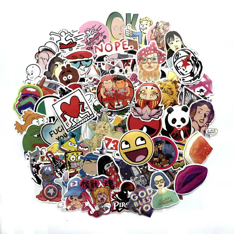 TD ZW 100 PCS Stickers For Laptop Skateboard Luggage Car Styling Bike JDM Doodle Decals Cool 3