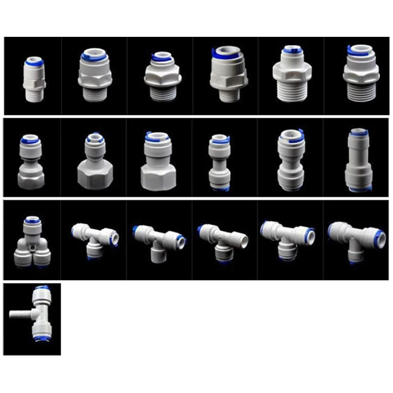 

1/4" 3/8" OD Hose Tube 1/4" 1/2" 3/4" 1/8" Plastic Pipe Quick Connectors RO Water Connector Fittings Reverse Osmosis System