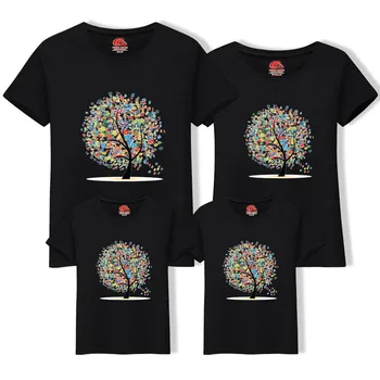 

NO.9 Family Look Matching Family Matching Outfits Father Mother Daughter Son Clothes Cotton Short Sleeve Printing T-Shirt