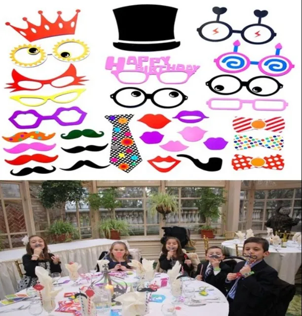 Happy Birthday Decoration DIY Mask PhotoBooth Props With Paper Straws Crafts Photo For Kids Happy Birthday Decoration DIY Mask PhotoBooth Props With Paper Straws Crafts Photo For Kids