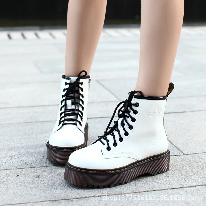 

OLOMM 2019 high-end bright leather autumn thick-soled platform women's boots Martin boots female new punk boots children LL-89