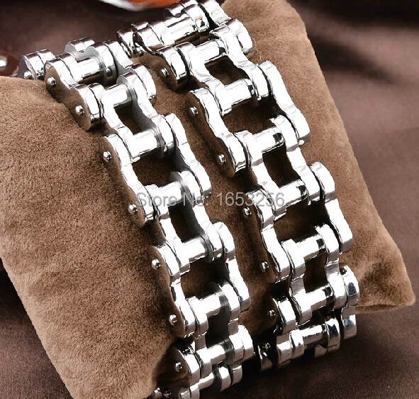 

High Polished 316L Stainless Steel Motorcycle chain design Silver Bracelet Biker Chain Bangle Family/ Friend Holiday Gift