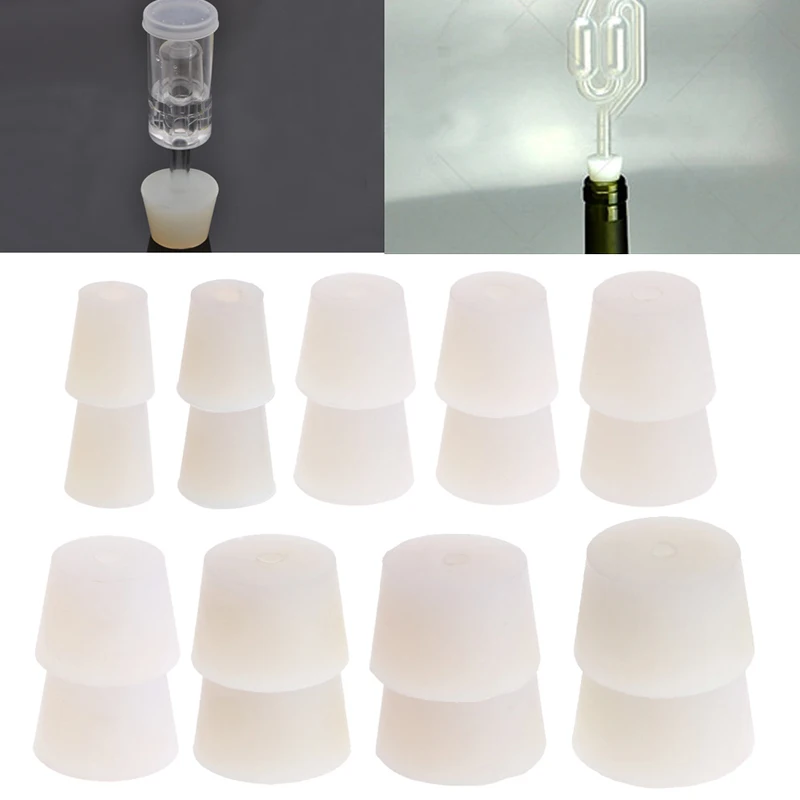 

2Pcs/lot Bar Tools Home Brew Wine Stoppers Silicone Plug Rubber Stopper With Hole Airlock Valve Bubbler Wine Brew