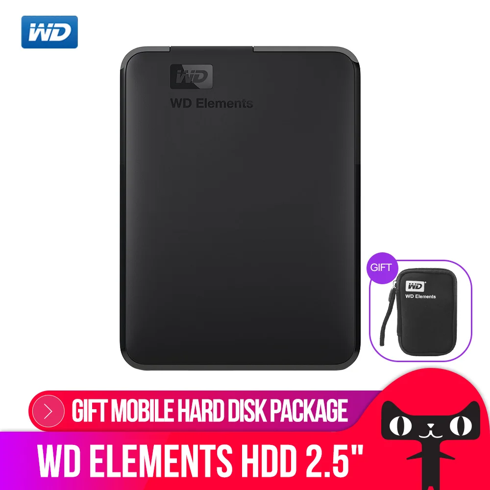 Жесткий диск Western Digital WD элементы Портативный HDD внешний жесткий диск 1 ТБ 2 ТБ hdd 2," USB 3,0 жесткий диск 3 ТБ 4 ТБ для портативных ПК