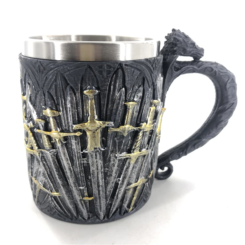 Игра престолов Кружка ДРАКОН железный меч из нержавеющей стали Смола 3D кружка для пива, кофе посуда для напитков
